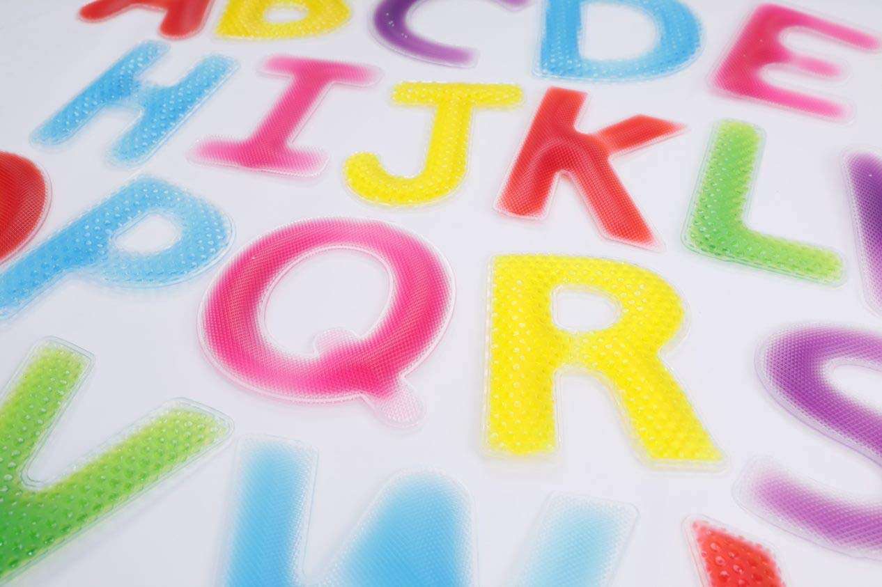 Playlearn 26pc Large Size Sensory Alphabet Letters - Multiple Textures - Gel Filled Tactile Letters - ABC Learning Toy - Light Table Toy 6