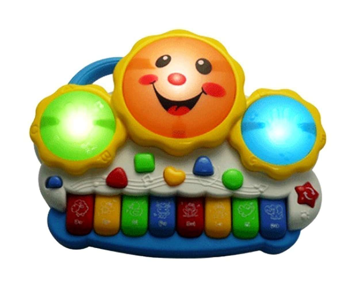 Techno Buzz Deal Drum Keyboard Musical Toys with Flashing Lights - Animal Sounds and Songs, Multi Color 4