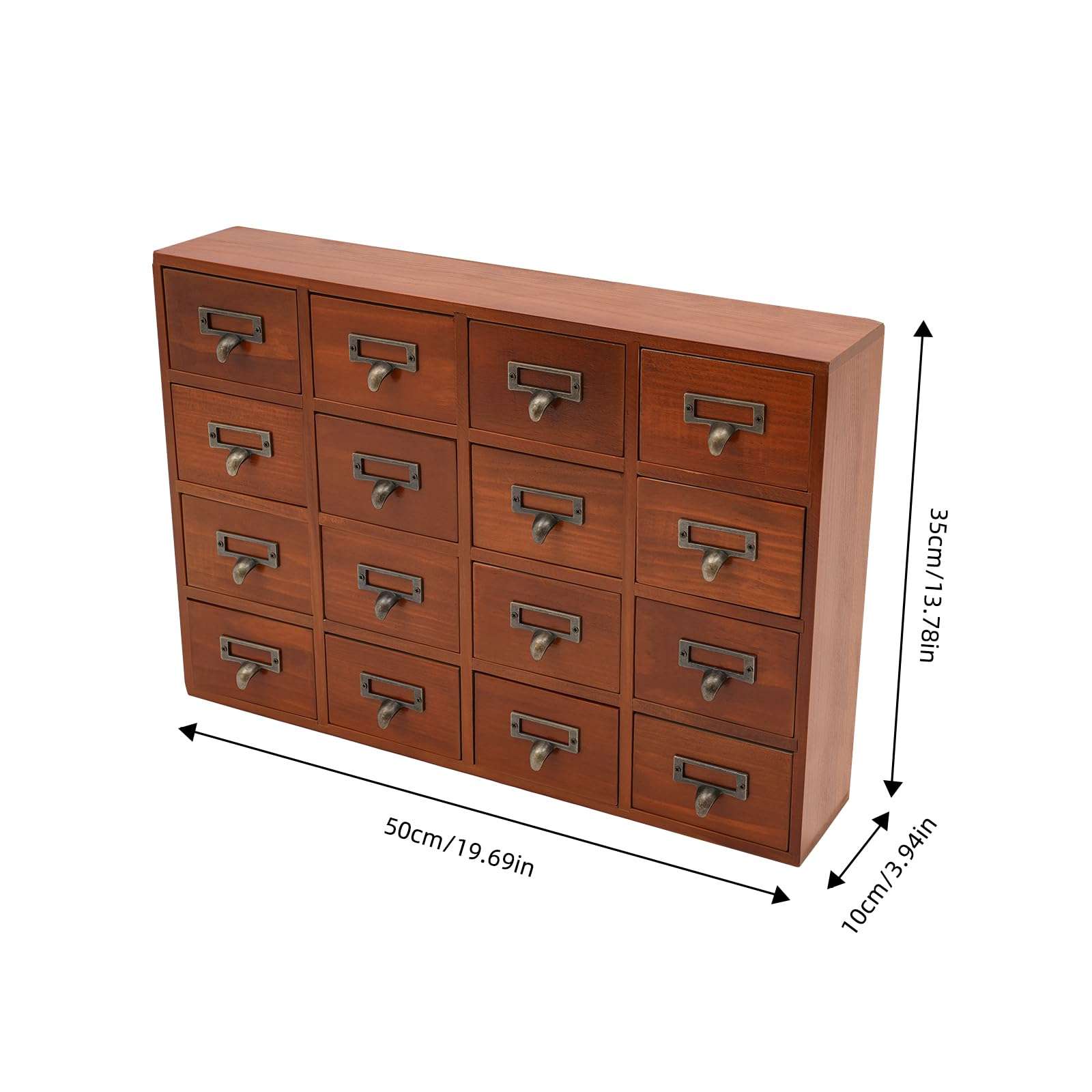 Wooden Desk Drawer Organizer,16 Drawers Library Card Catalog Cabinet,Desktop Storage Cabinet Box,Home Desk Storage Rustic Card Catalog Cabinet for Dormitories, Office,Living Room 4