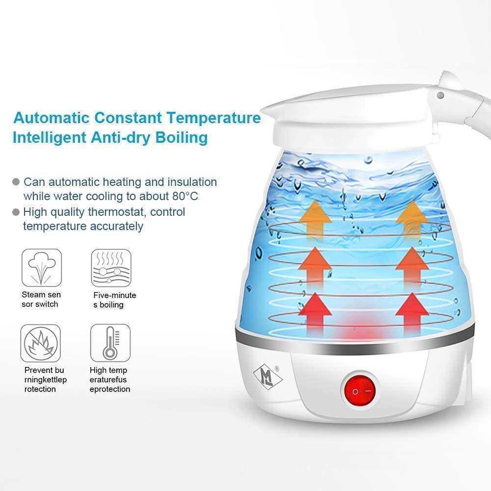 13 SOEME Travel Folding Electric Kettle, Fast Boiling, Beautiful Design Collapsible, Portable Electric Kettle, 600ml Boil Dry Protection, 100-240V Food Grade Silicone Foldable Kettle 3
