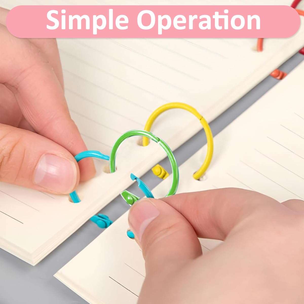 Climberty® 50PCS Metallic Loose Leaf Binder Rings, 1.18-Inch Diameter Colorful Book Rings, Metal Steel Paper Rings Keychain Key Rings Index Cards Notebook Rings for School Office, 10 Colors 4