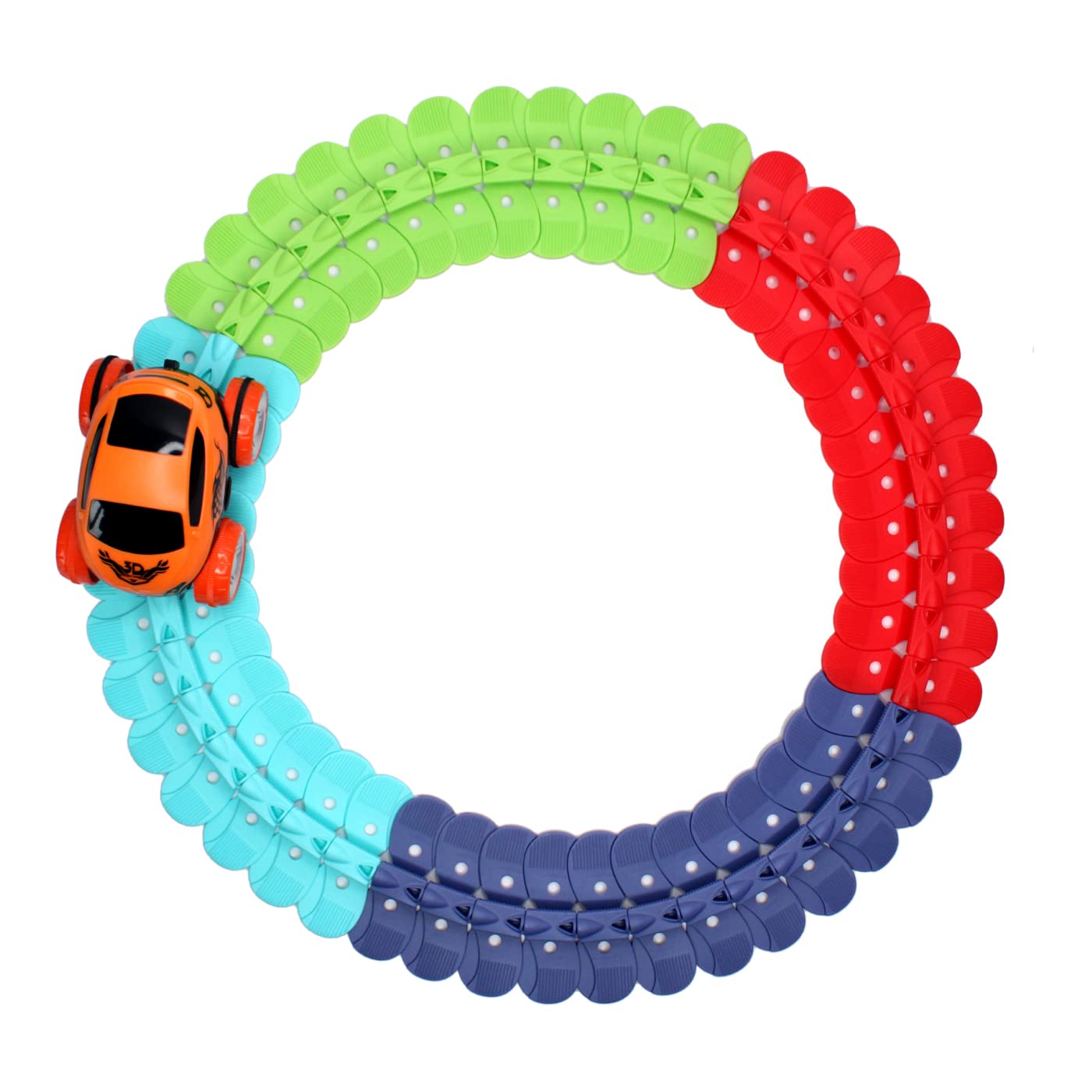 MAjik Changeable Track Durable Flexible Assembled Track Car Creative Light-Up Race Car with LED Different Carshells Interchangeable Toy for Kids Boys Girls