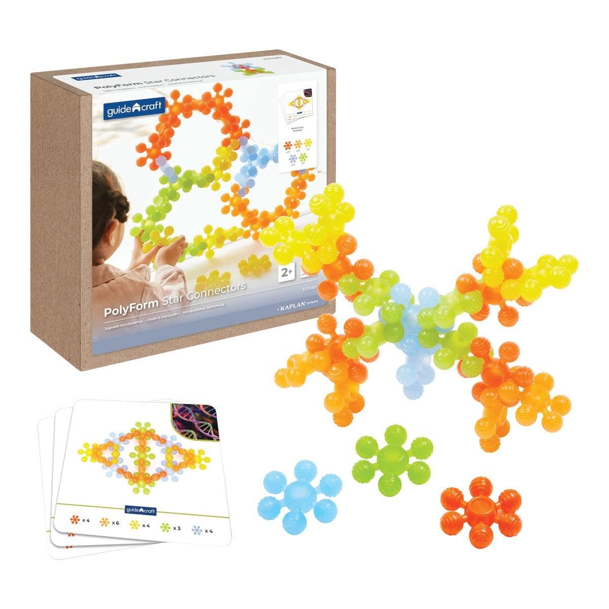 Kaplan Early Learning PolyForm Star Connectors - 35 Pieces, Interlocking Blocks, Open-Ended Building Toy, Fine Motor Manipulatives for Toddlers Ages 2+