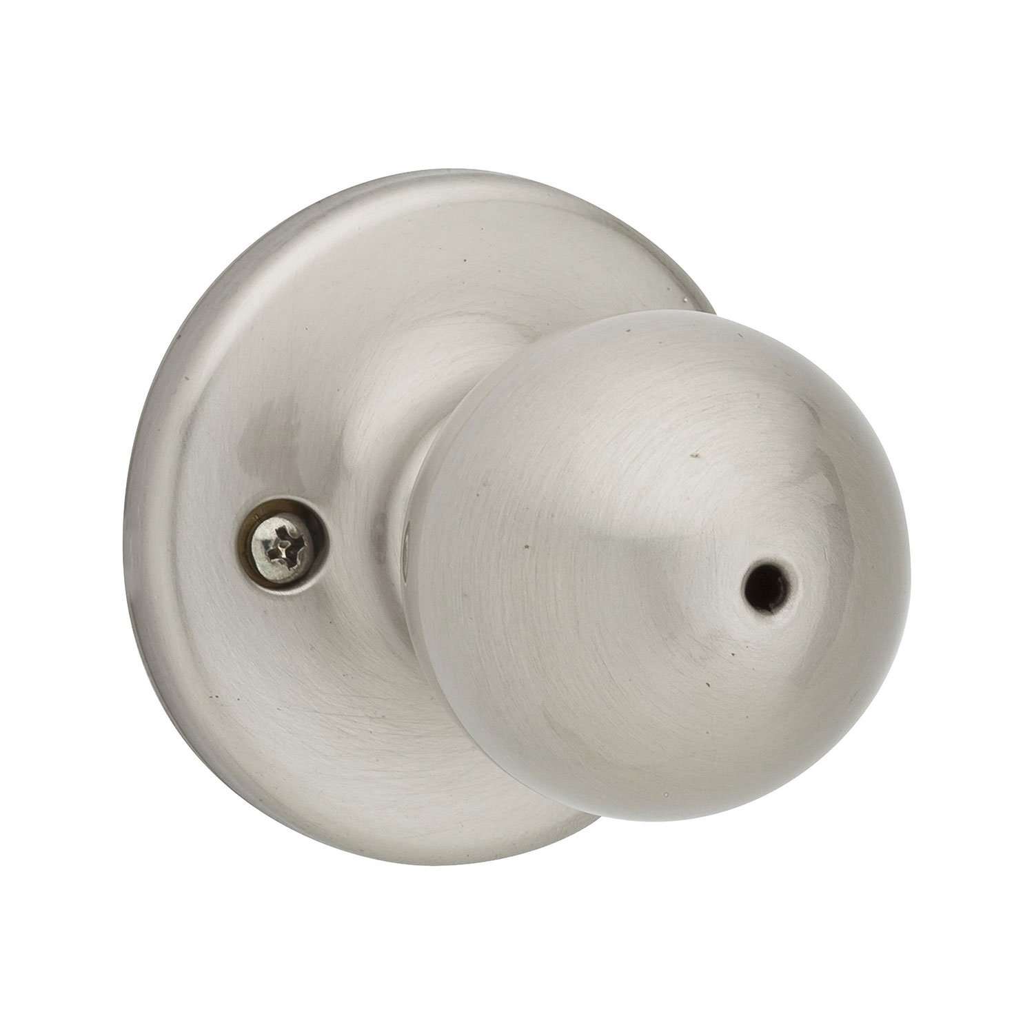 Kwikset Polo Interior Privacy Door Knob with Lock, Door Handle For Bathroom and Bedroom, Satin Nickel Keyless Turn Lock Doorknob, with Microban Protection