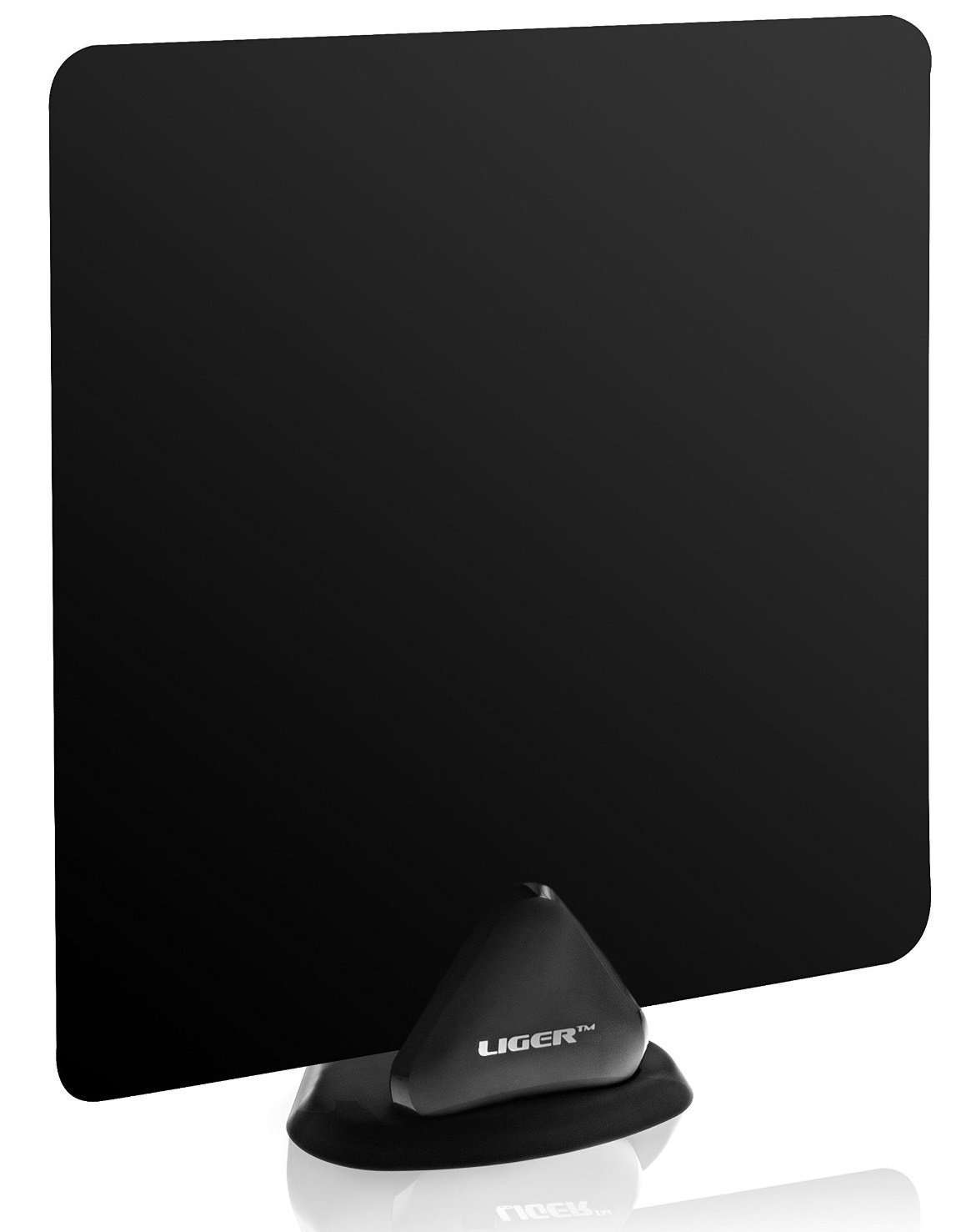 HDTV Antenna, Liger Ultra-Thin Indoor Antenna 35 Mile Range - Receive HD Television Signals for Free - Plugs Directly Into Your TV - Includes Adhesive & Stand 1