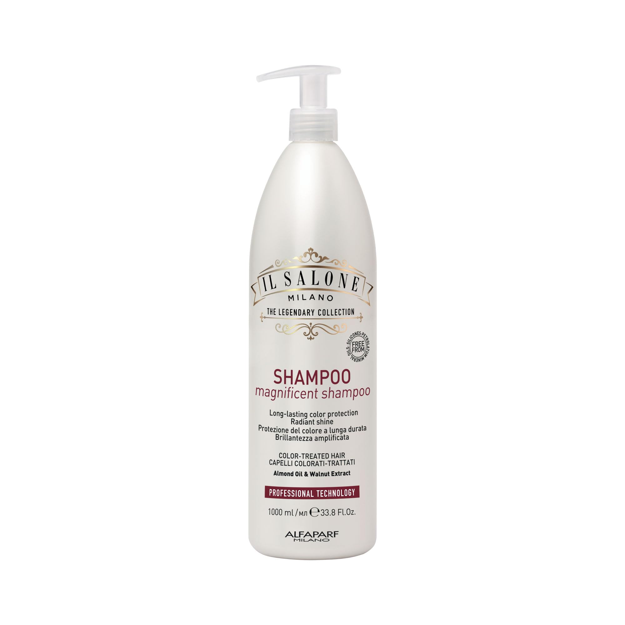 Il Salone Milano Professional Magnificent Shampoo - Color Safe Shampoo for Processed Hair - Enriched with Almond Oil for Radiant Shine - Salon-Quality Hair Care (33.8 oz / 1000 ml) 1