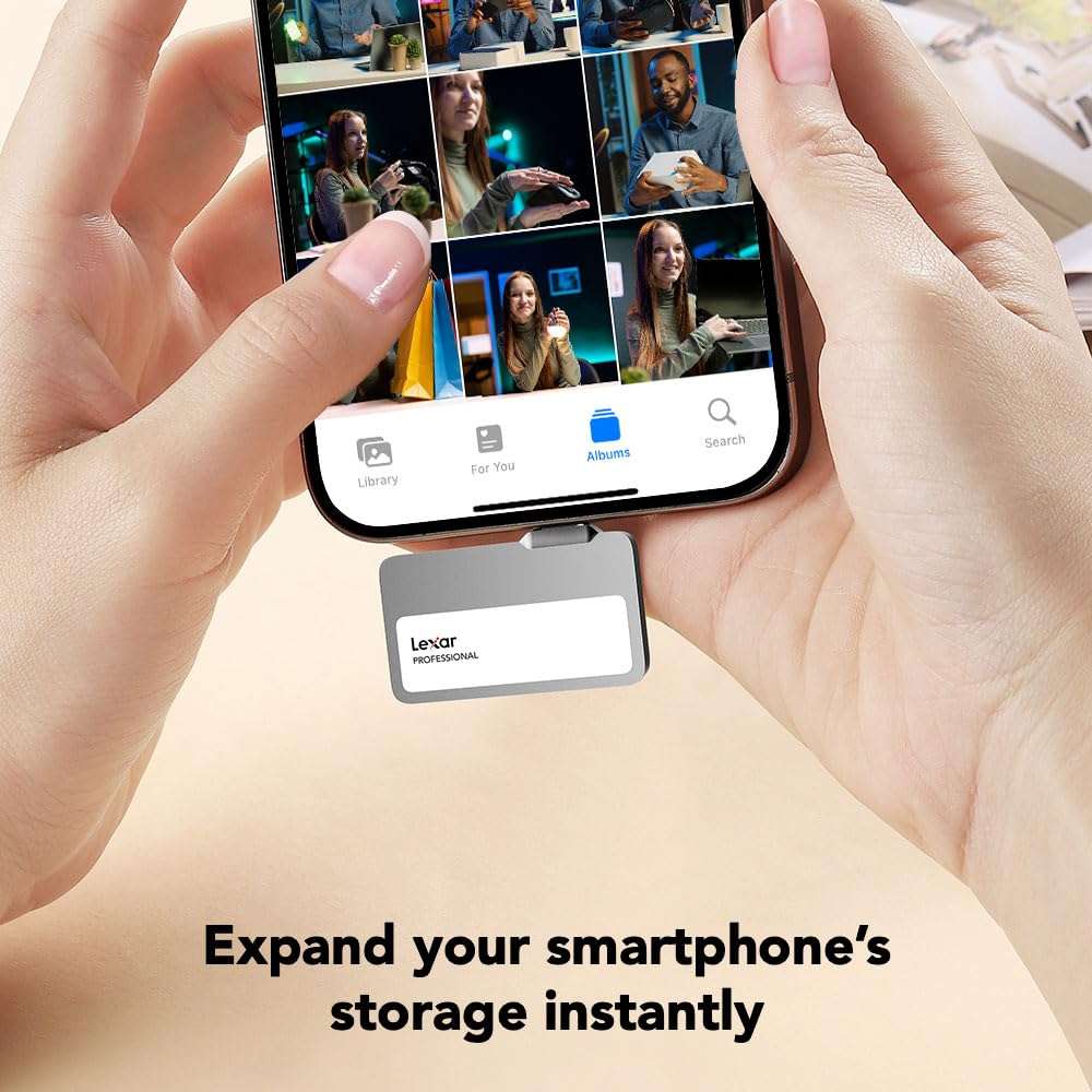 Lexar 1TB Professional Go Portable SSD w/Hub, Supports Apple 4K 60fps ProRes, Up to 1050MB/s, USB 3.2 Gen 2, Rugged, IP65, Ultracompact, Compatible w/iPhone 15/16, External SSD (LSL400S001T-RNSNU) 5