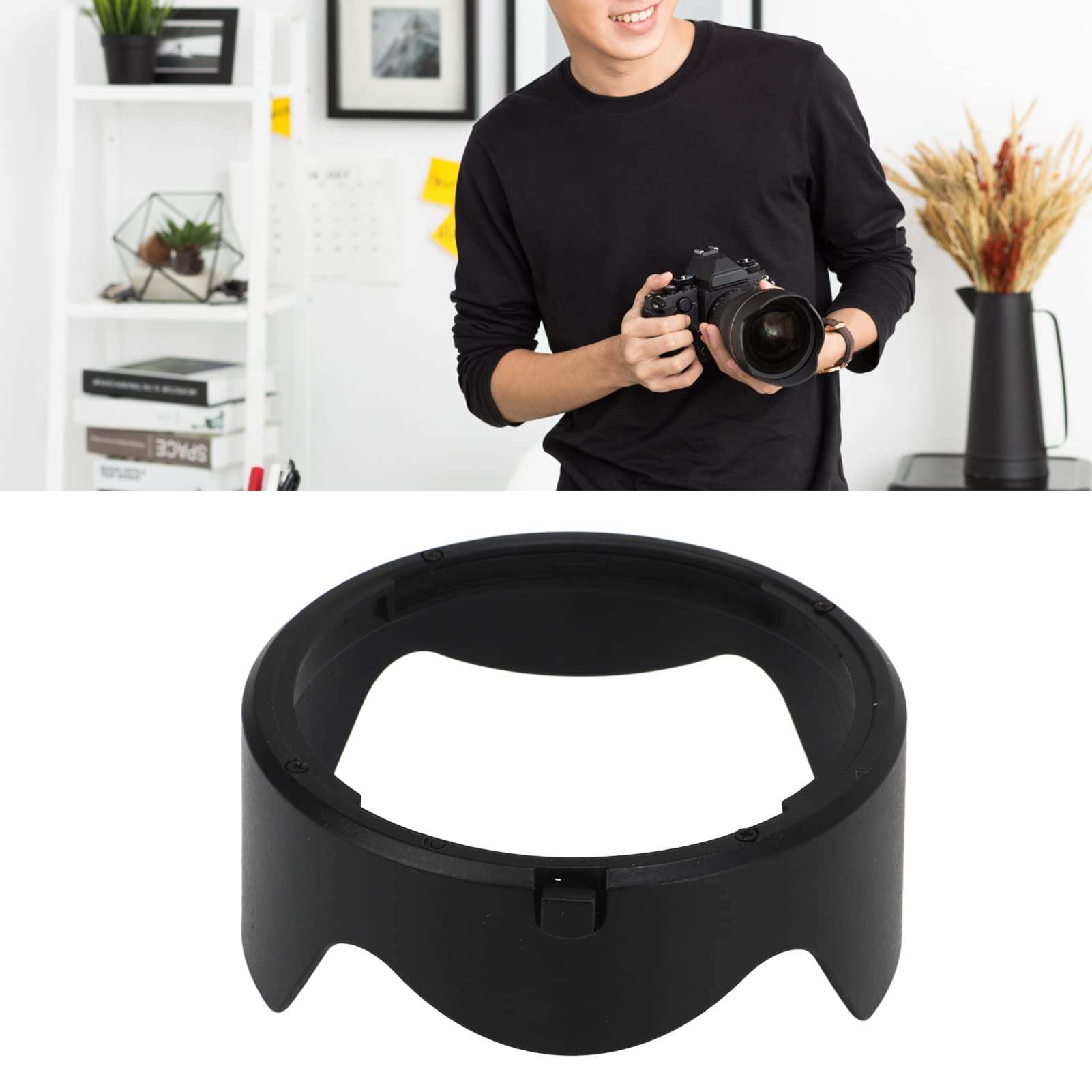 Camera Lens Hood, Black Reversible Lens Sun Shade Camera Lens Protector Photography Accessory for RF24 to 105mm F4 L is USM Lens 5