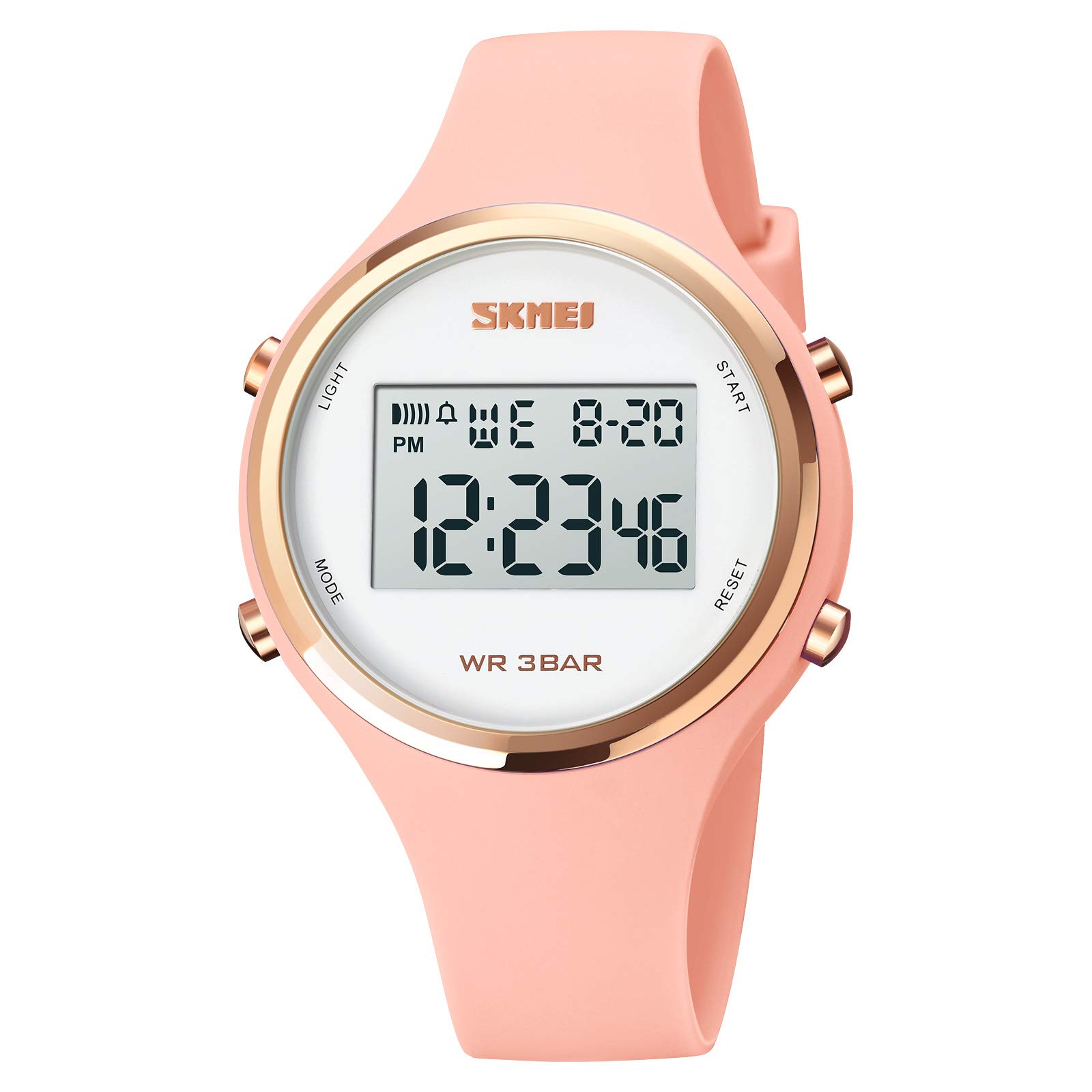 Womens Sports Watch Digital Watches for Women with Waterproof Stopwatch 30M Waterproof Week Date Alarm LED Light Calendar Chrono Silicone Straps Gift for Girls Women