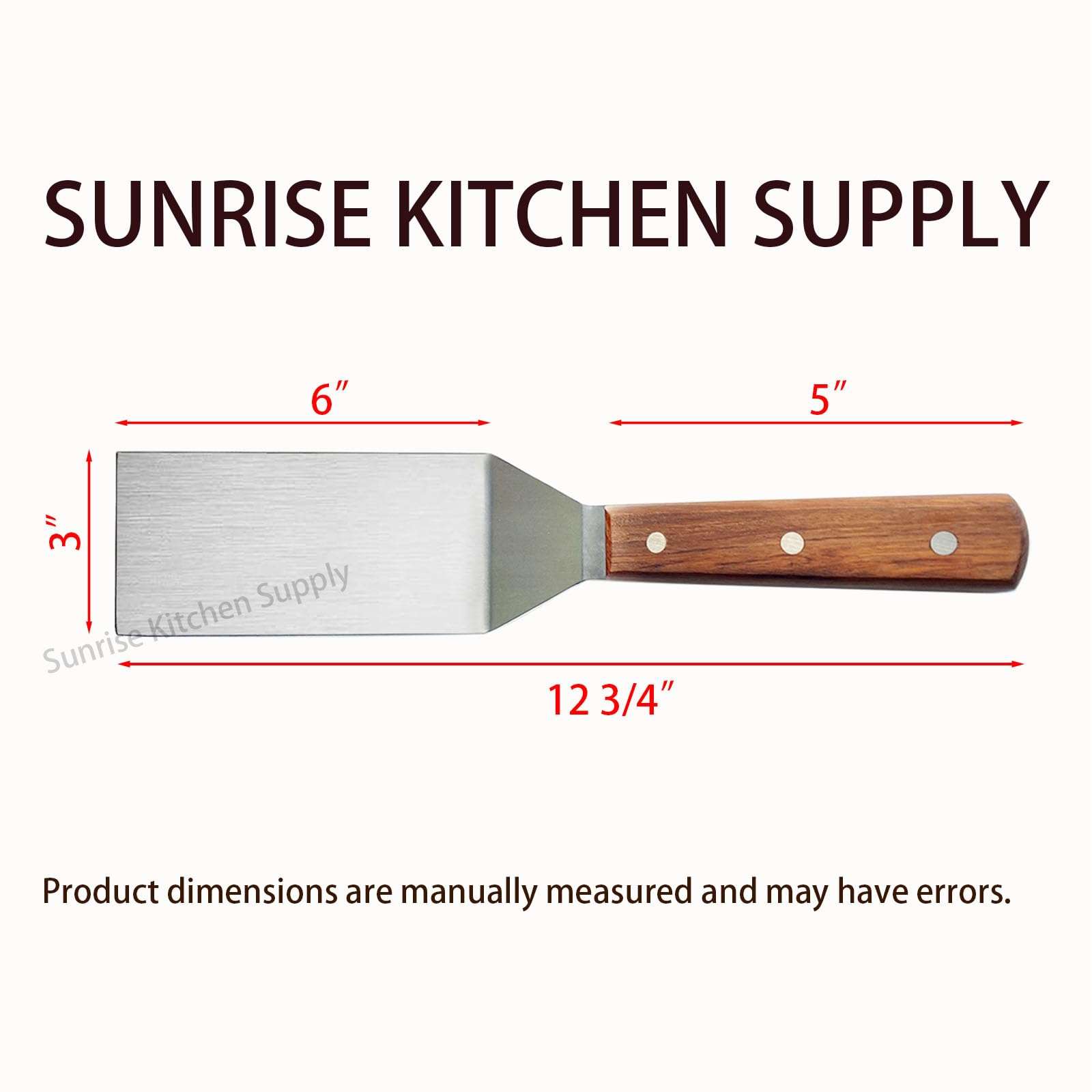 Sunrise Kitchen Supply Stainless Steel Turner Spatula & Meat Fork with Wood Handle (6"x3" Spatula) 6