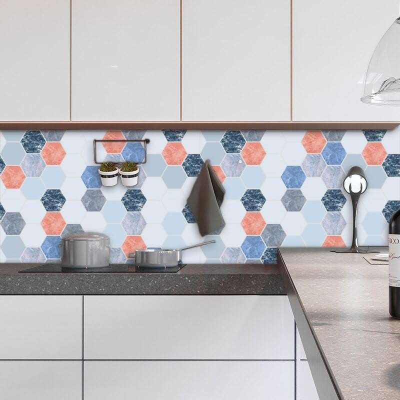 practicalws Paper Counter Top Covers Peel and Stick Wallpaper Waterproof Removable Wall Paper Self Adhesive Film for Kitchen Countertops Cabinet Cupboard [Hexa Pattern] 3