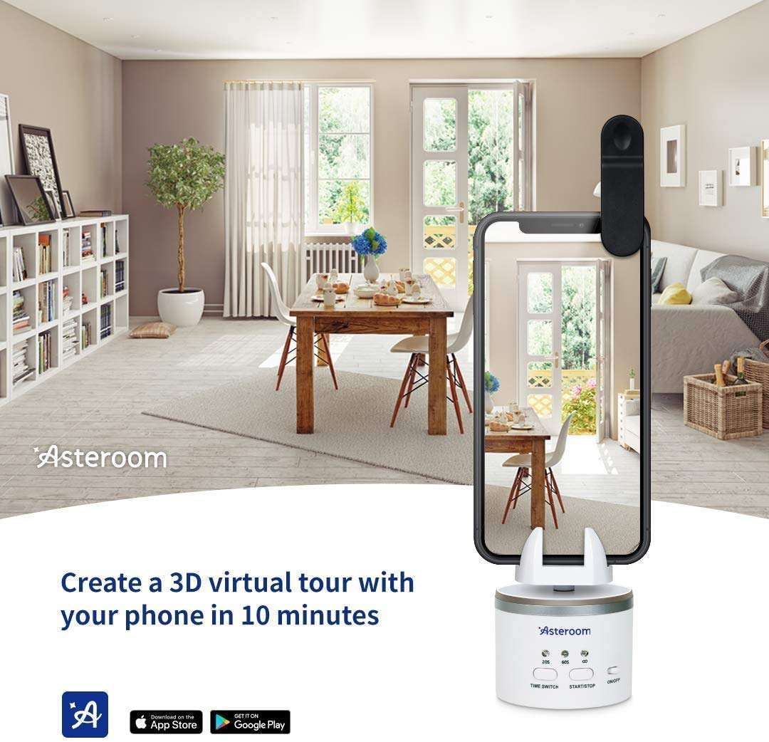 360 Camera 3D Virtual Tour Real Estate Kit + iPhone 12 Phone Case Bundle by Asteroom - 2nd Gen. Gear Includes Digital Camera Rotator, Fisheye Cam Lens, Tripod 3
