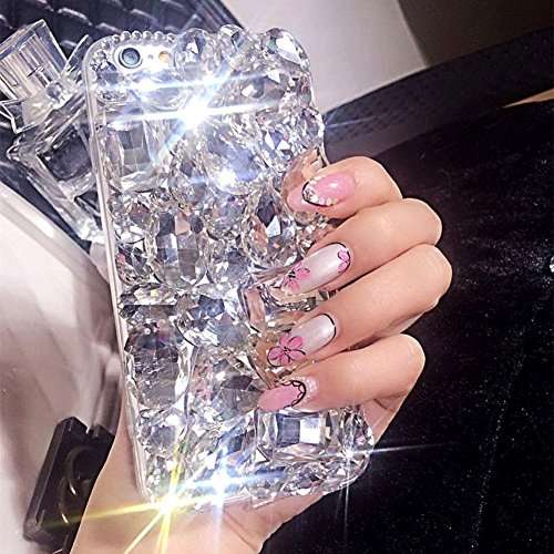 LCHDA Bling Diamond Case for Samsung Galaxy A20E/A10E, Glitter Clear Crystal Full Diamonds Luxury Sparkle Transparent Rhinestone Protective Bumper Phone Case Cove for Samsung Galaxy A20E/A10E-White 2