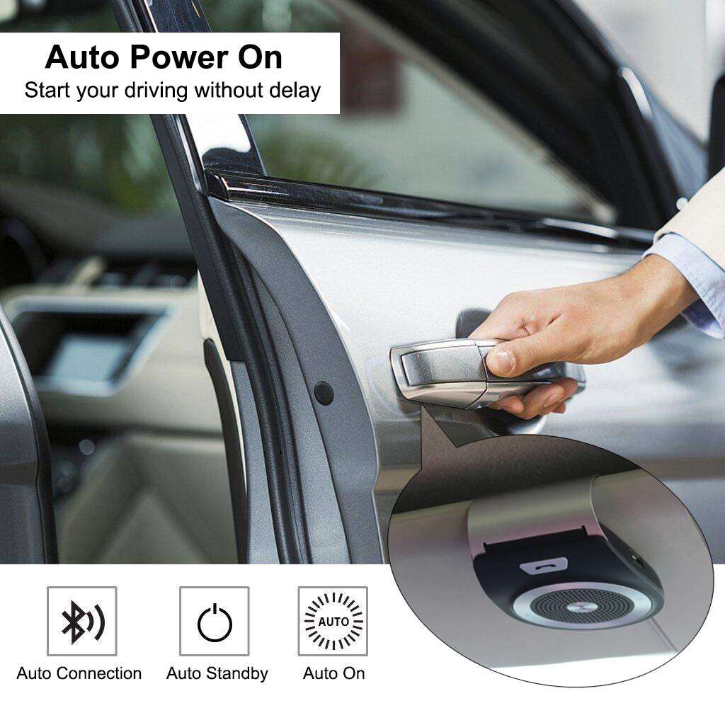 Bluetooth Car Speaker, Aigital Bluetooth Car Speakerphone with Visor Clip, Protable Bluetooth Speaker for Home&Outdoor, Auto Off/Connection, Siri&Google Voice Assistant/Handsfree Calls/Music Playing 2