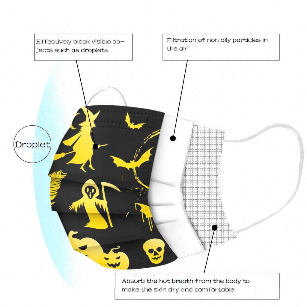 Coolbiz Kids Disposable Face_Mask,50pcs Cute Printing Face Bandanas,3 Ply Non-Woven Breathable for Outdoor Activities 4