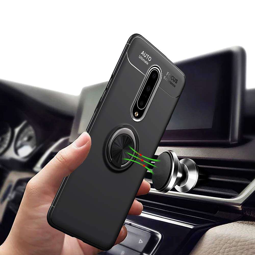 Asuwish Compatible with OnePlus 7 Pro Case and Tempered Glass Screen Protector Cover Cell Ring Holder Kickstand Phone Cases for OnePlus7Pro 5G One Plus 1+7 1Plus OnePlus7 1+ 7Pro One+ 1 + Seven Black 5
