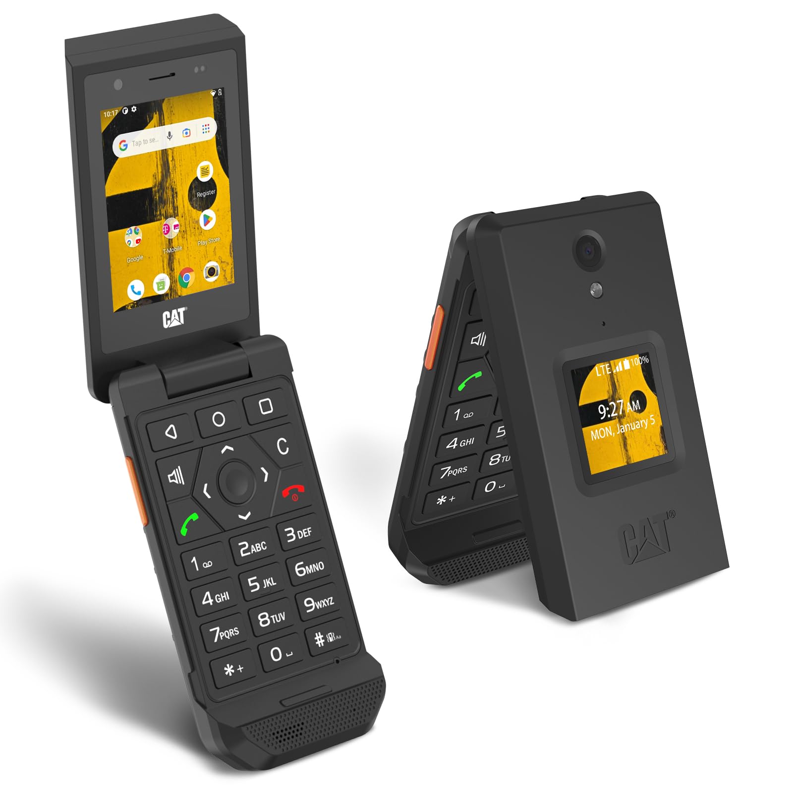 CAT S22 Rugged Flip Phone Unlocked (16GB) 2.8'' Touchscreen Smart Cell Phone Android 11, IP68 Water Resistant, 4G LTE GSM Single Sim (Black)