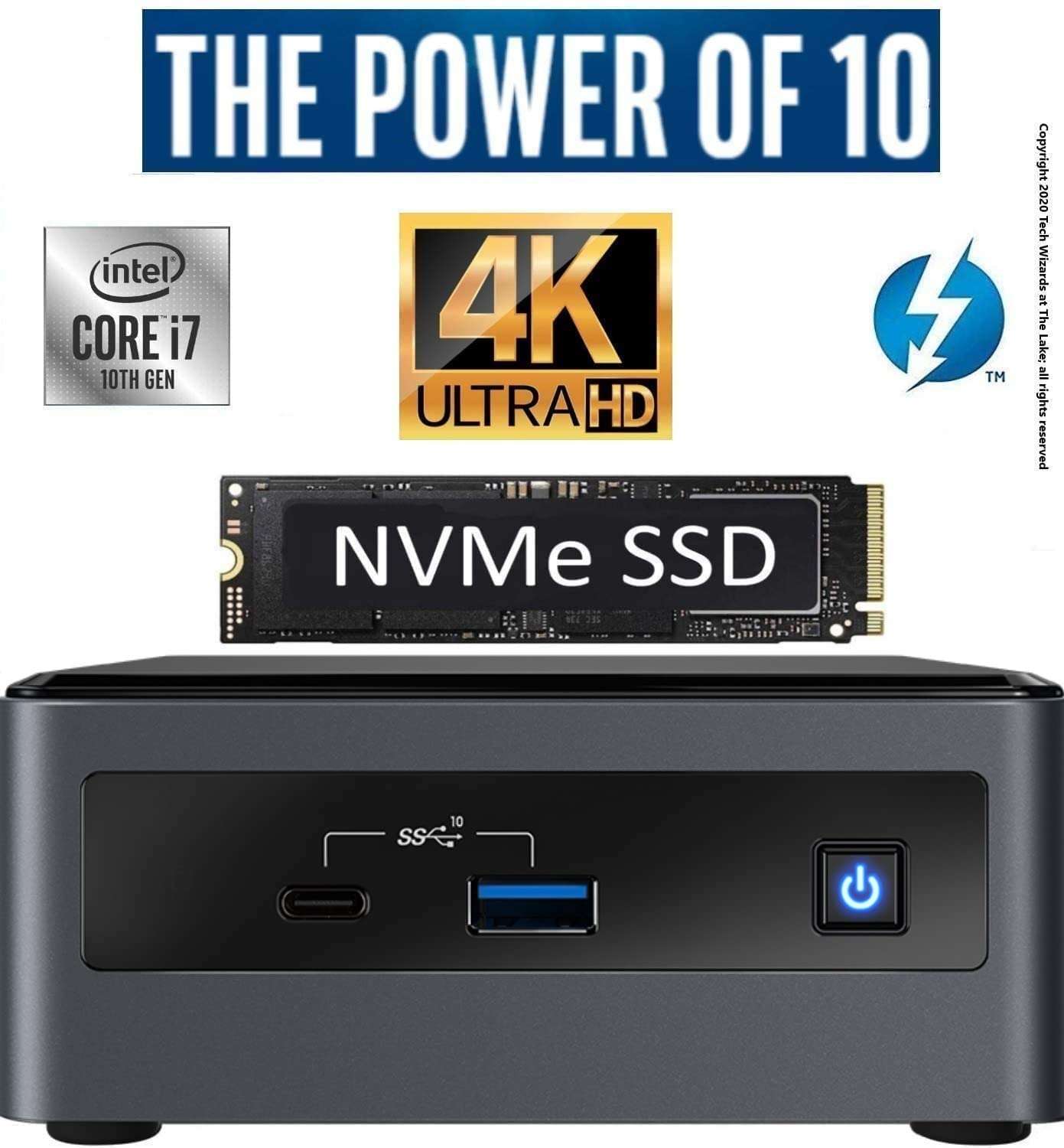 Intel NUC NUC10i7FNH1 Mini PC/HTPC, Six-Core i7- Up to 4.7GHz, DDR4 RAM Expandable up to Premium 64GB RAM + 2TB NVMe M.2 SSD, WiFi 6, Bluetooth 5.0, Thunderbolt 3, 4K Support, Triple Monitor Capable 1