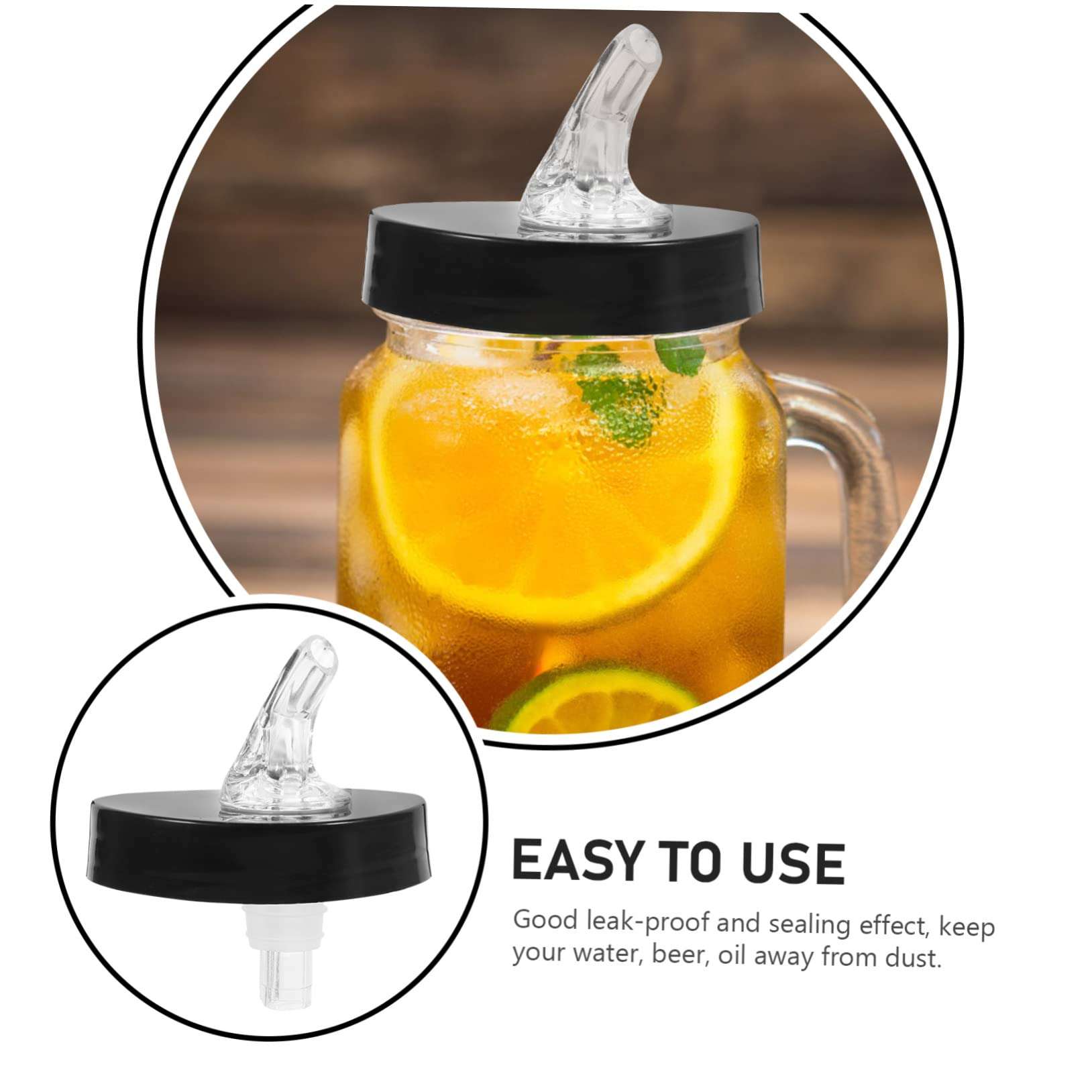 PRETYZOOM Ball Canning Oil Spout Jar Lid Dispenser Wide Mouth Jar Lid Oil Spout Pourer Easy Oil Pour Container for Jar 4