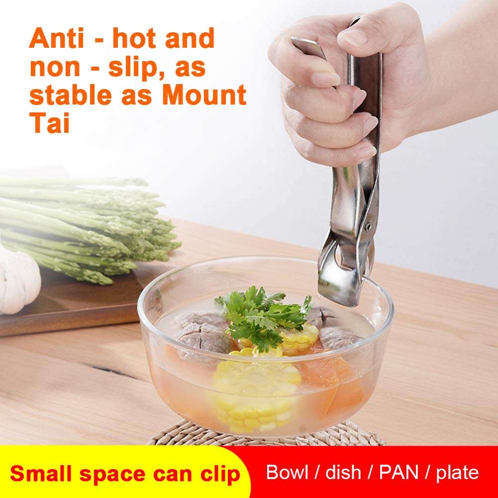 Hot Plate Gripper, Pizza Pan Gripper Ergonomic Bowl Clip Restaurant Hot Plate Gripper Stainless Steel, Air Fryer Pans Gripper(Orange) 4