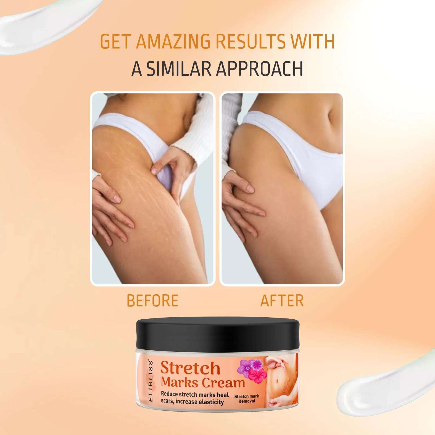 ELIBLISS Stretch Marks Cream for Women & Men Scar Healing & Skin Elasticity Booster Reduces Stretch Marks 4