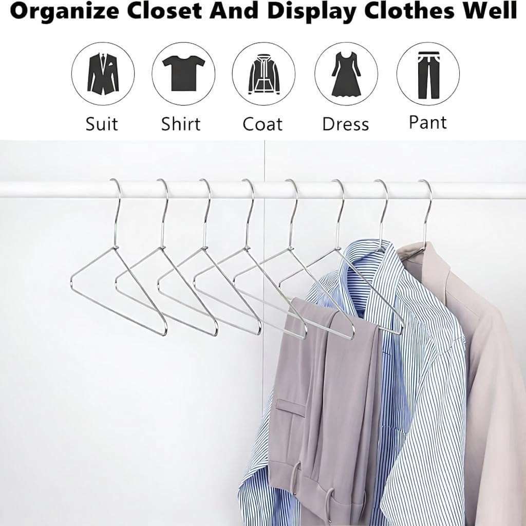 PulGos Pack of 24 Metal Clothes Hanger–Rust Free & Heavy Duty |Non-Slip Ultra-Thin Hangers for Wardrobe |Lightweight & Durable Design| Space-Saving Closet Organizer with Smooth Finish for All Garments 4
