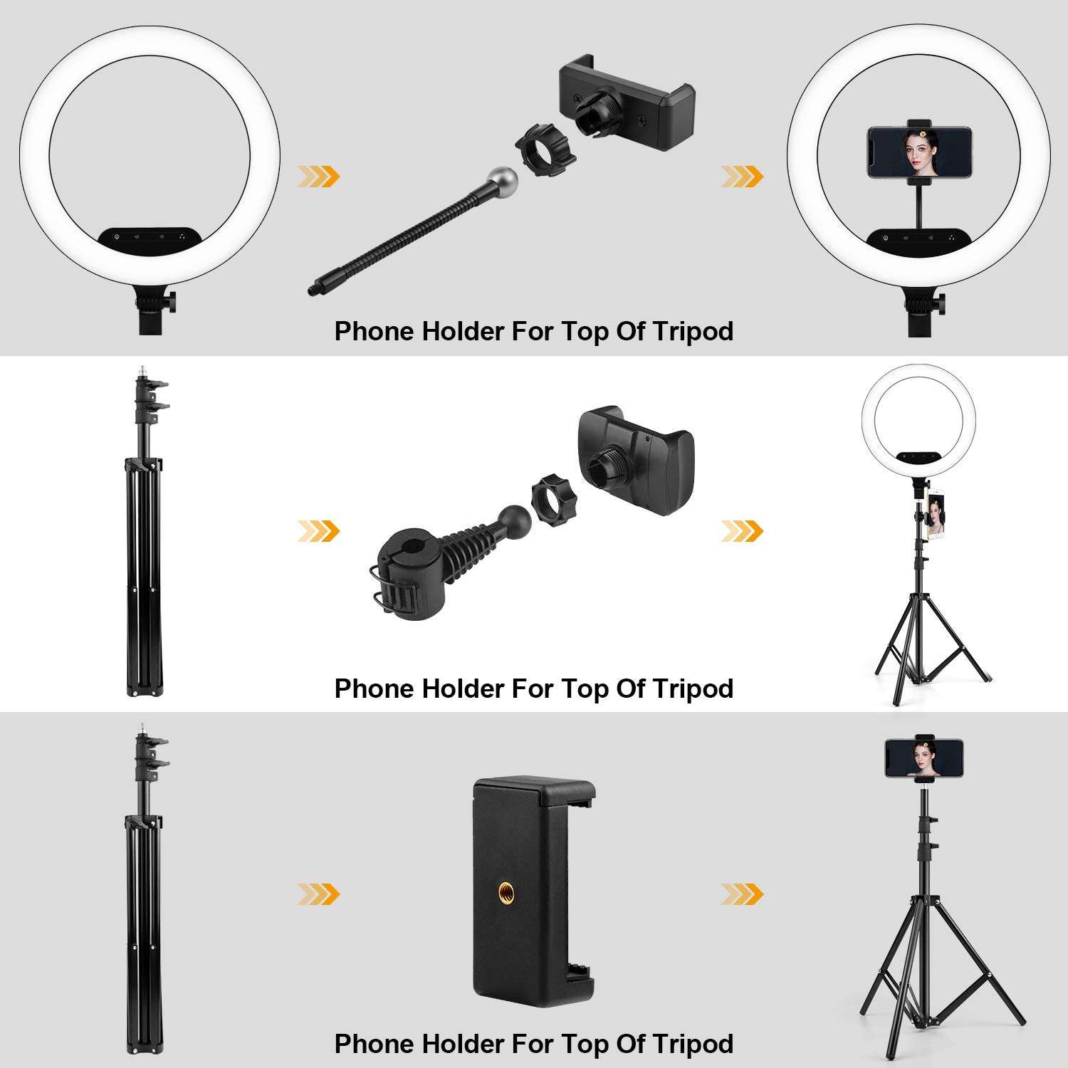 Ring Light with Tripod Stand Cell Phone Holder for Live Stream/Makeup, Dimmable Led Camera Ringlight Kit for YouTube Video/Photography/Tiktok (14 inch) 6