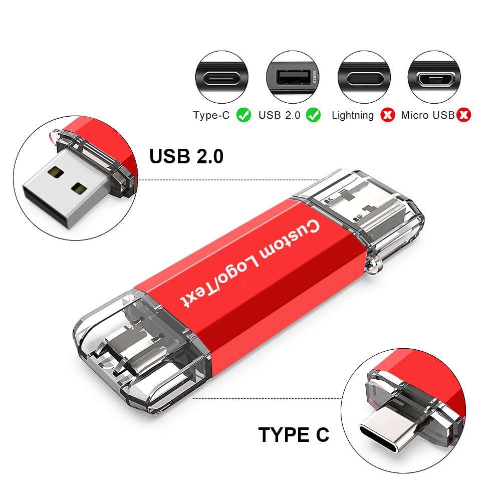 3CPizai 10 Pack 1GB Personalized Wedding Photography Logo USB Type C Flash Drive, Memory Stick Pen Drive, Compatible with OTG Type C Phone/Tablet/Laptop/PC 4