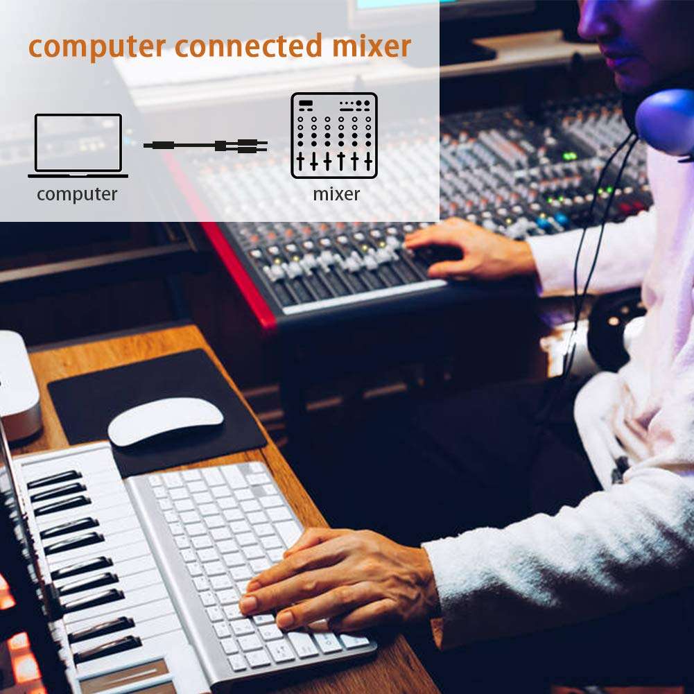 Uperatre 3.5mm 1/8" TRS to Dual 6.35mm 1/4" TS Mono Stereo Y-Cable Splitter Cord Compatible for Computer Sound Cards, CD Players, Multimedia Speakers and Home Stereo Systems (0.3M)(1ft) 5