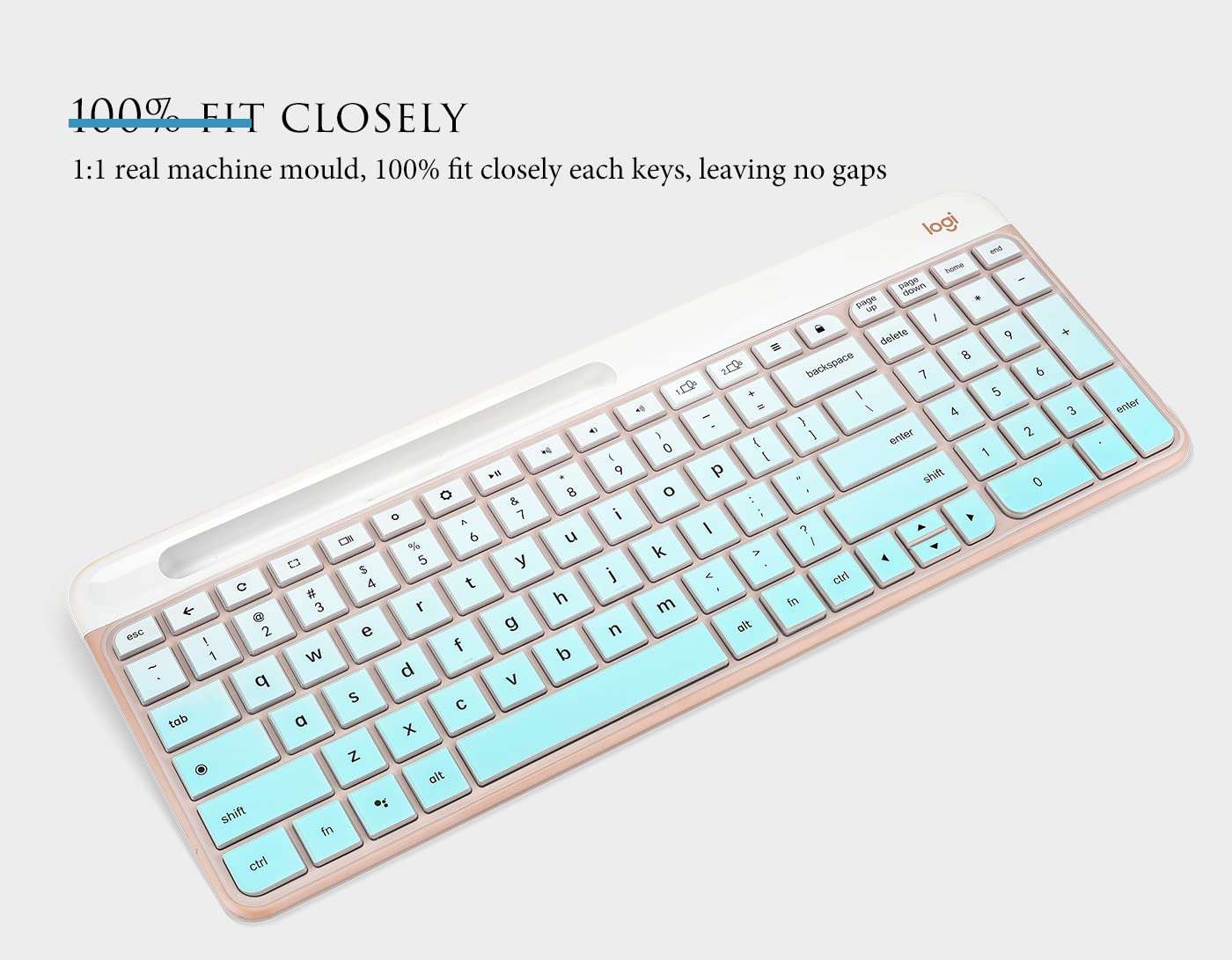 Keyboard Cover Skin Compatible with Logitech K585 Slim Wireless Keyboard, Logitech K585 Multi-Device Bluetooth Keyboard Protector - Gradual Mint 2