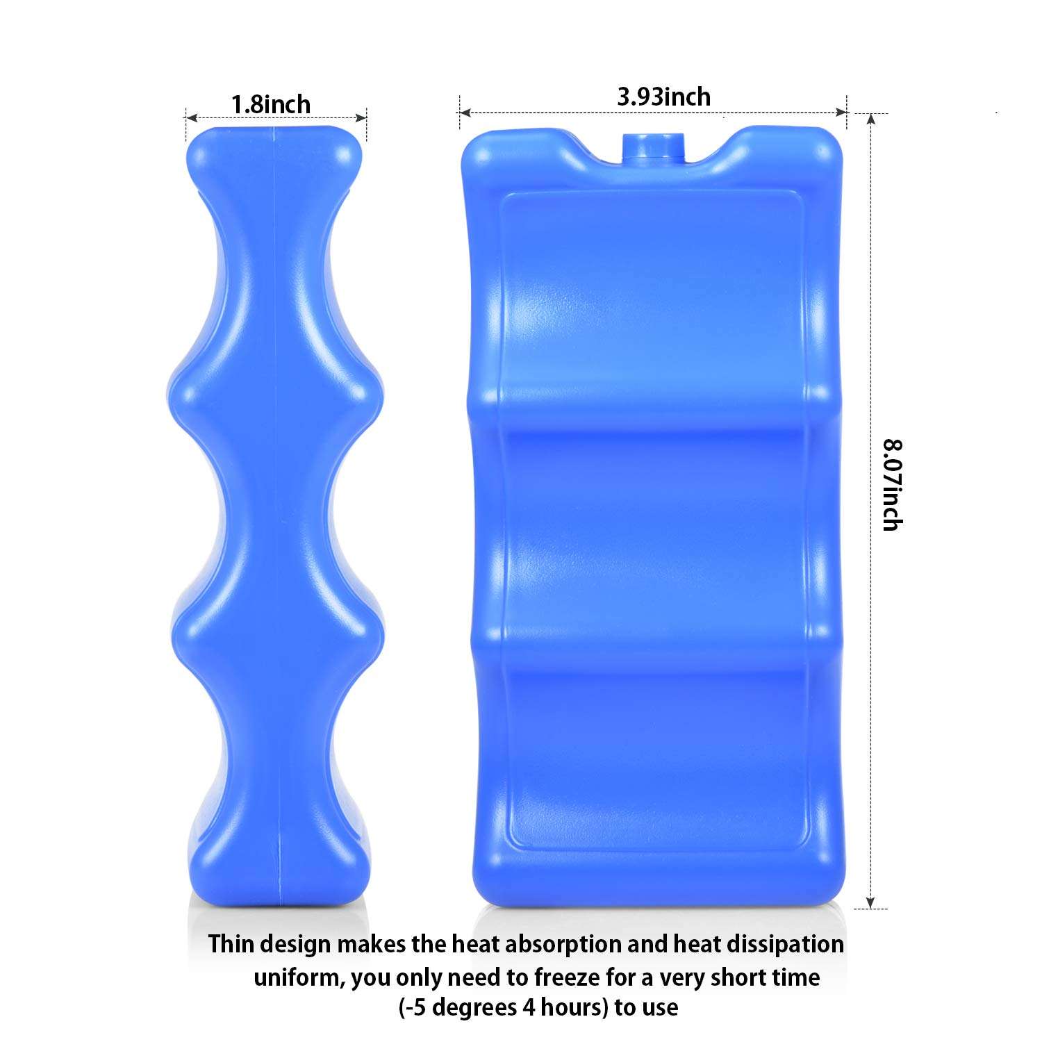 5 Pack Slim Ice Pack Brick Reusable Long Lasting Cold Thin Freezer Packs Cooler Accessories for Lunch Boxes Bag, Beach, Camping & Fishing 6