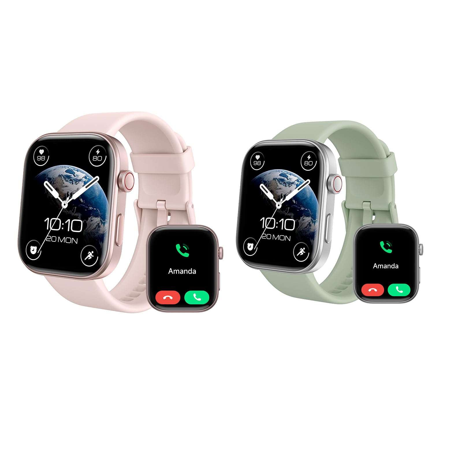 Fitpolo Smart Watches for Women Android & iPhone - GTX12 Series (Pink+Green)