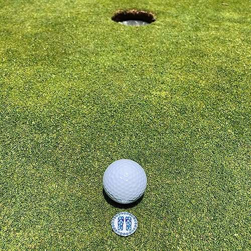 Giggle Golf Magnetic Ball Marker Clip with Two Bling Golf Ball Markers (Beach Scene & Blue Flip Flips) 5