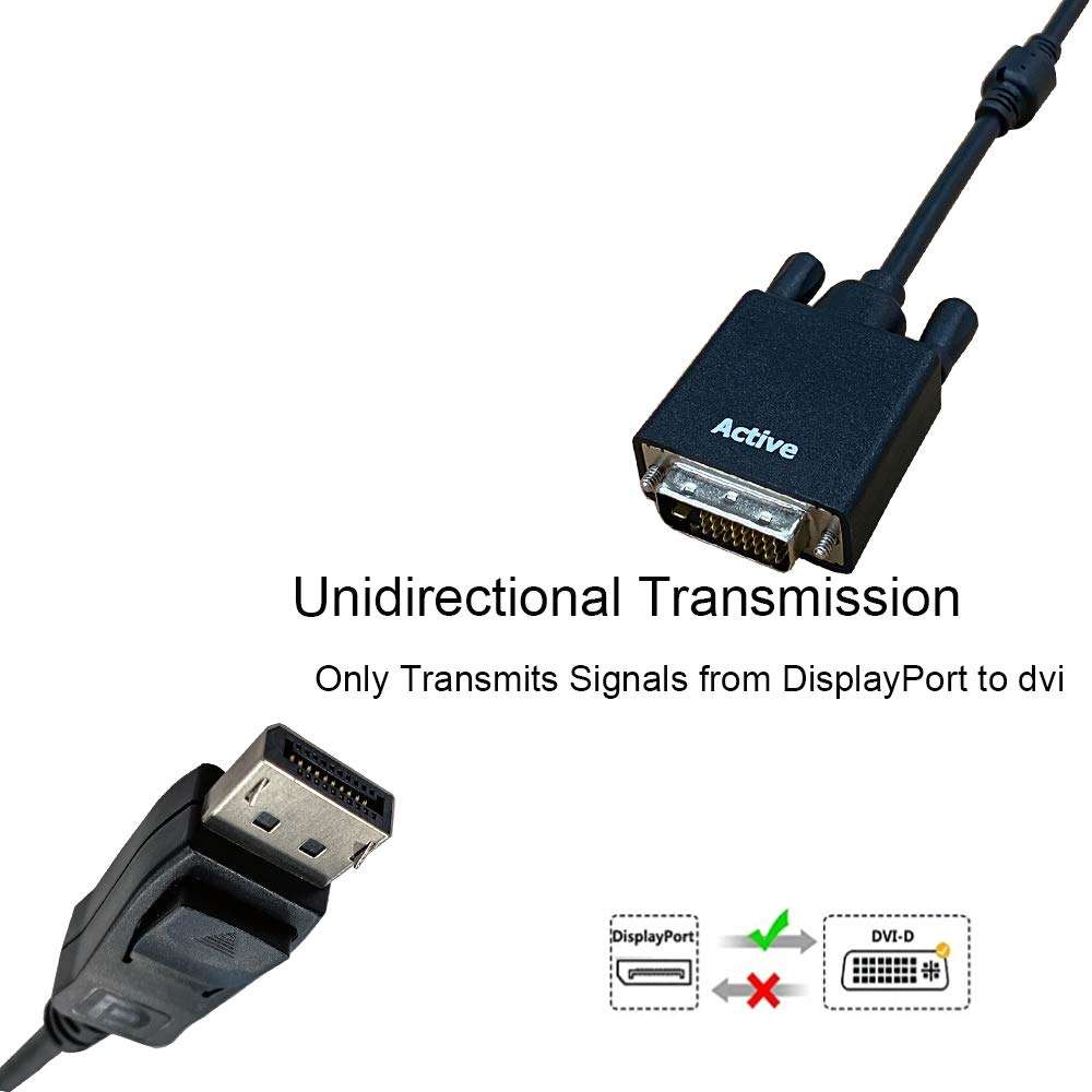 CP COMPUPARTNER Displayport to DVI Cable, Display Port(DP) to DVI-d Male to Male Adapter Cable Compatible with PC, Laptop, HDTV, Projector, Monitor, More- Black 1920x1080 30HZ 6 Feet 4