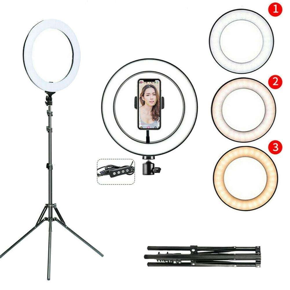 OCUhome Ring Light, LED Ringlight Kit, Ring Light with Stand, Portable 10 Inch LED Ring Fill Light Selfie Photo Video Studio USB Dimmable Lamp for Live Stream Tripod Holder 4
