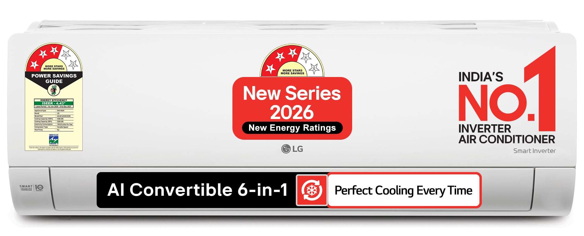 LG 1.5 Ton 3 Star Smart Inverter Split AC (Copper, AI Convertible 6-in-1, Faster Cooling & Energy Saving, Diet Mode+, HD Filter with Anti-Virus Protection, Him Clean, 2026 Model, AS-Q18JNXE, White) 1
