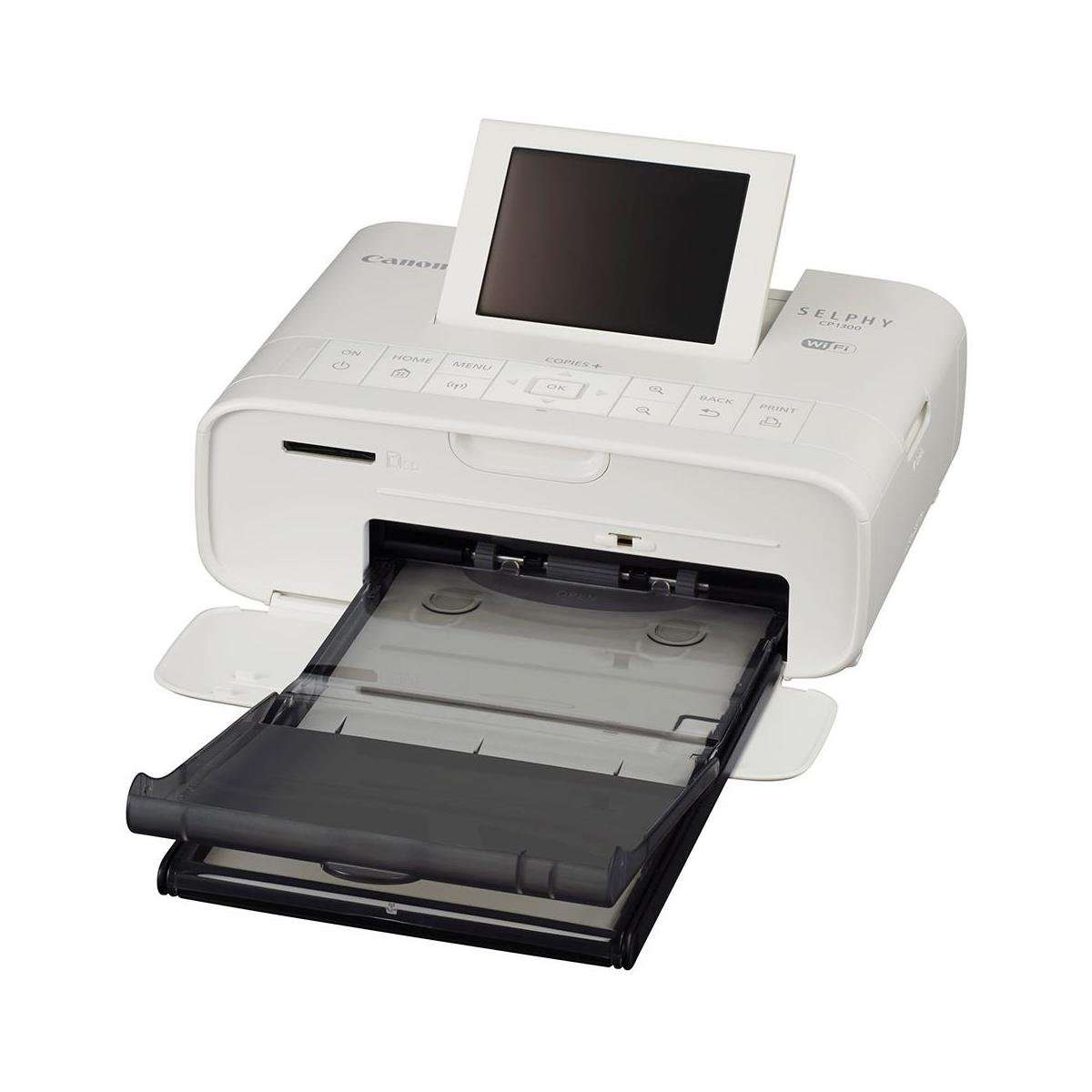 Canon SELPHY CP1300 Wireless Compact Photo Printer, White - Bundle with USB Cable 6', Microfiber Cloth 3