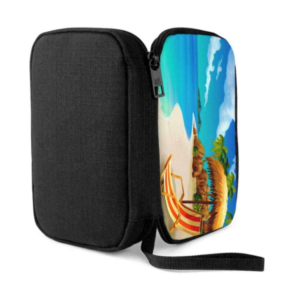 Electronics Accessories Organizer Bag Tropical Beach Lounge Chair Vector Background Electronics Organizer Traveling Electronic Organizer Storage Bag of Cases for Cable, Charger, Phone, USB, Sd Card 3