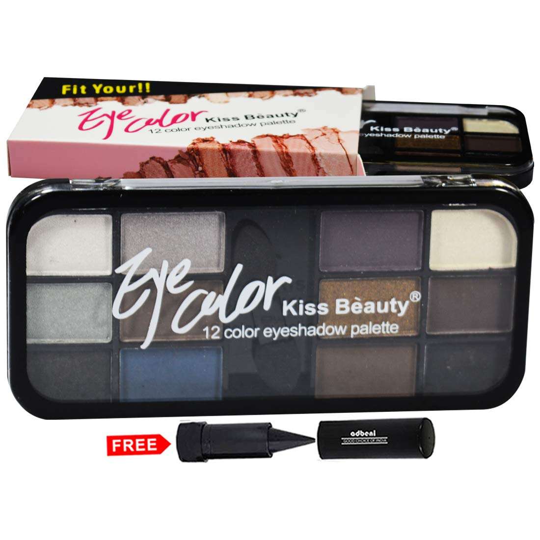 Kiss Beauty Eye Color 12Color Eyeshadow Palette Shade-A02 Pack of 1 With Kajal
