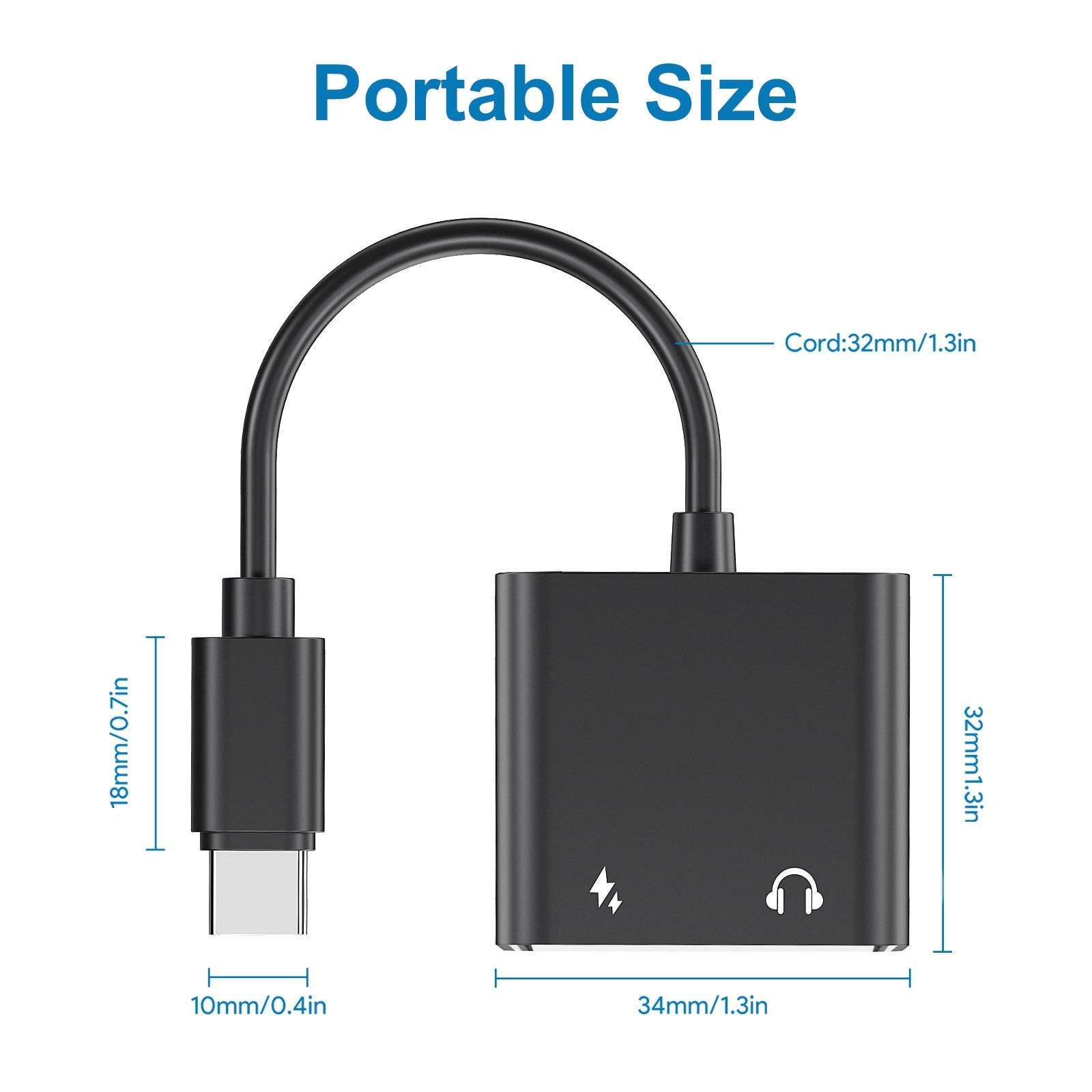 ARKTEK USB-C to 3.5mm Audio Adapter USB Type C to Headphone Jack AUX Hi-Res with DAC PD Fast Charge Adapter for Pad Pro 2018 Pixel 4 and More Devices 3