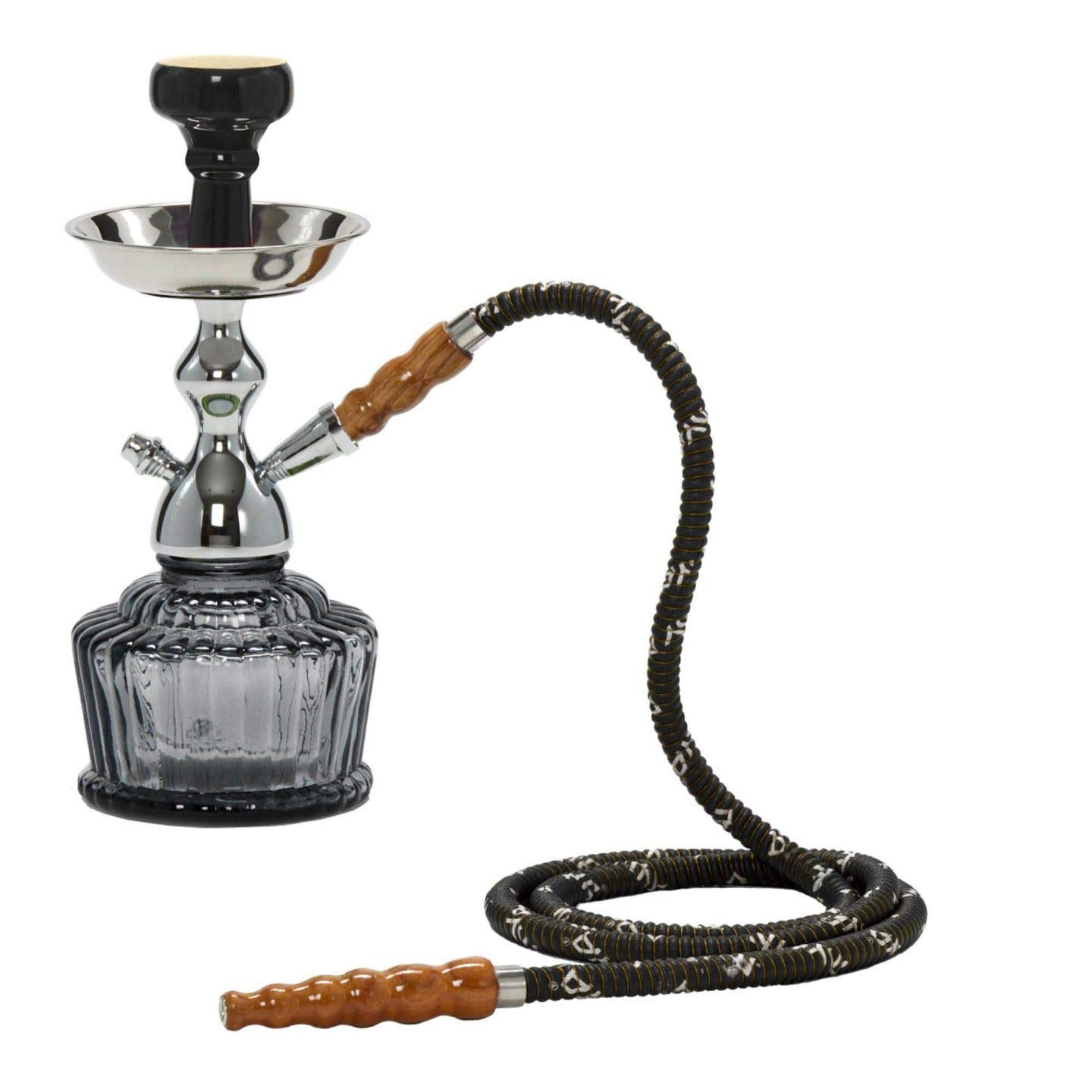 Hookahs 20 Inch Glass and Metal Smoking Hookah Waterpipe with Ceramic Chillum Glass Hookah (Black) Glass Hookah Pot