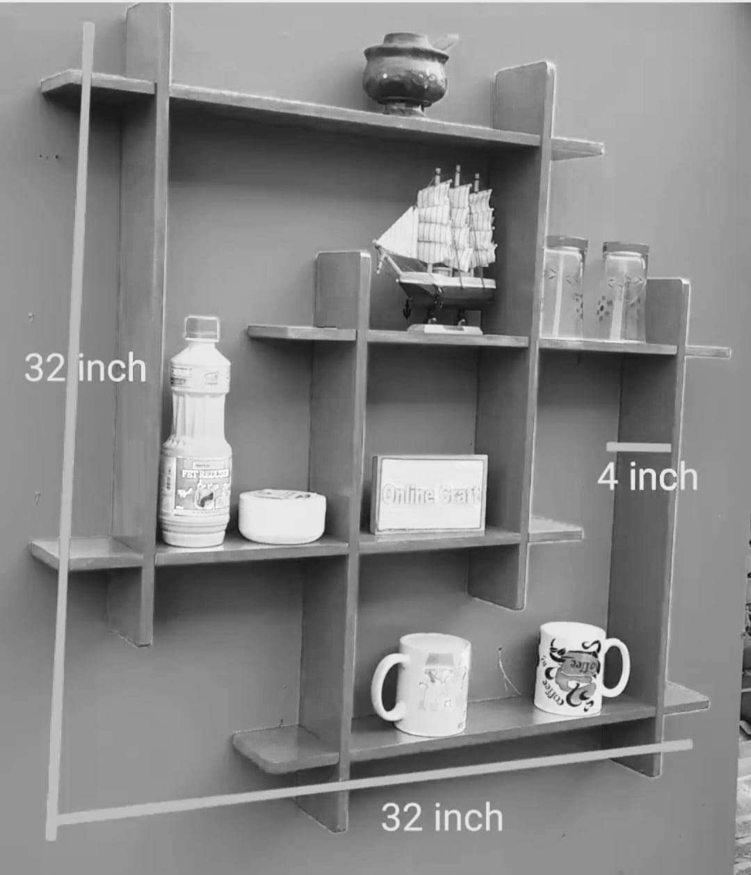 FireBees Decoration Item for Reception,Storage Organizer Shelf for Wall Decoration,Decorative Wall Shelf for Bedroom,Living Room,Combination Shelf (Brown) 6