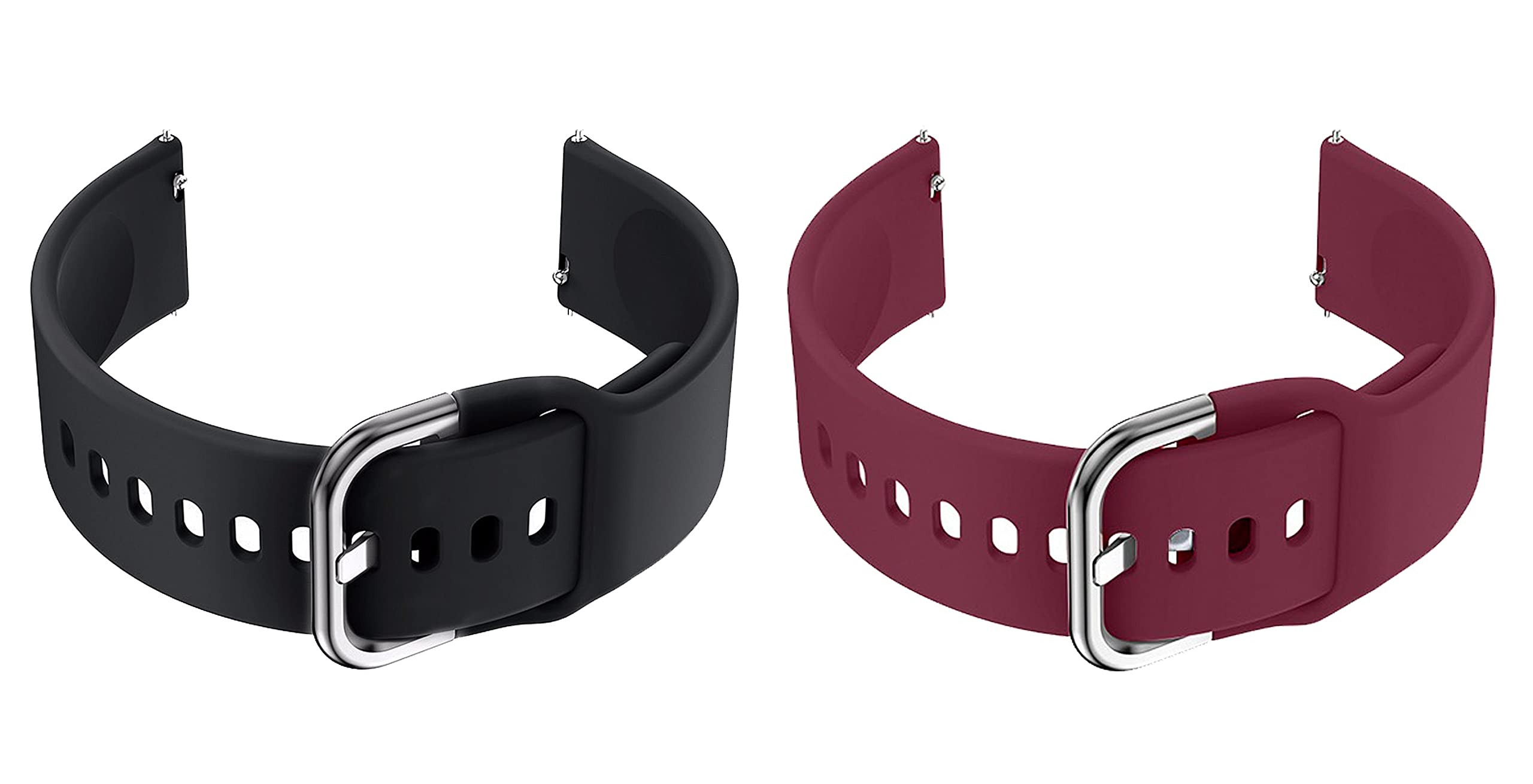 ACM Pack of 2 Watch Strap Silicone Belt Compatible with Fireboltt Starcross Bsw056 Smartwatch Sports Hook Band (Black/Burgundy Purple) 5