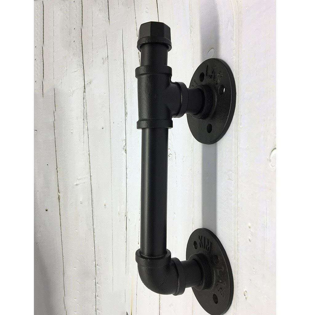 RTY-BY Black Barn Door Handle External Internal Pull - Wrought Iron Sliding Patio Door Handle Replacement Hardware Sets with Screw Fix - for Gate Shed and Garage Outdoor Indoor (Size : 38cm) 4