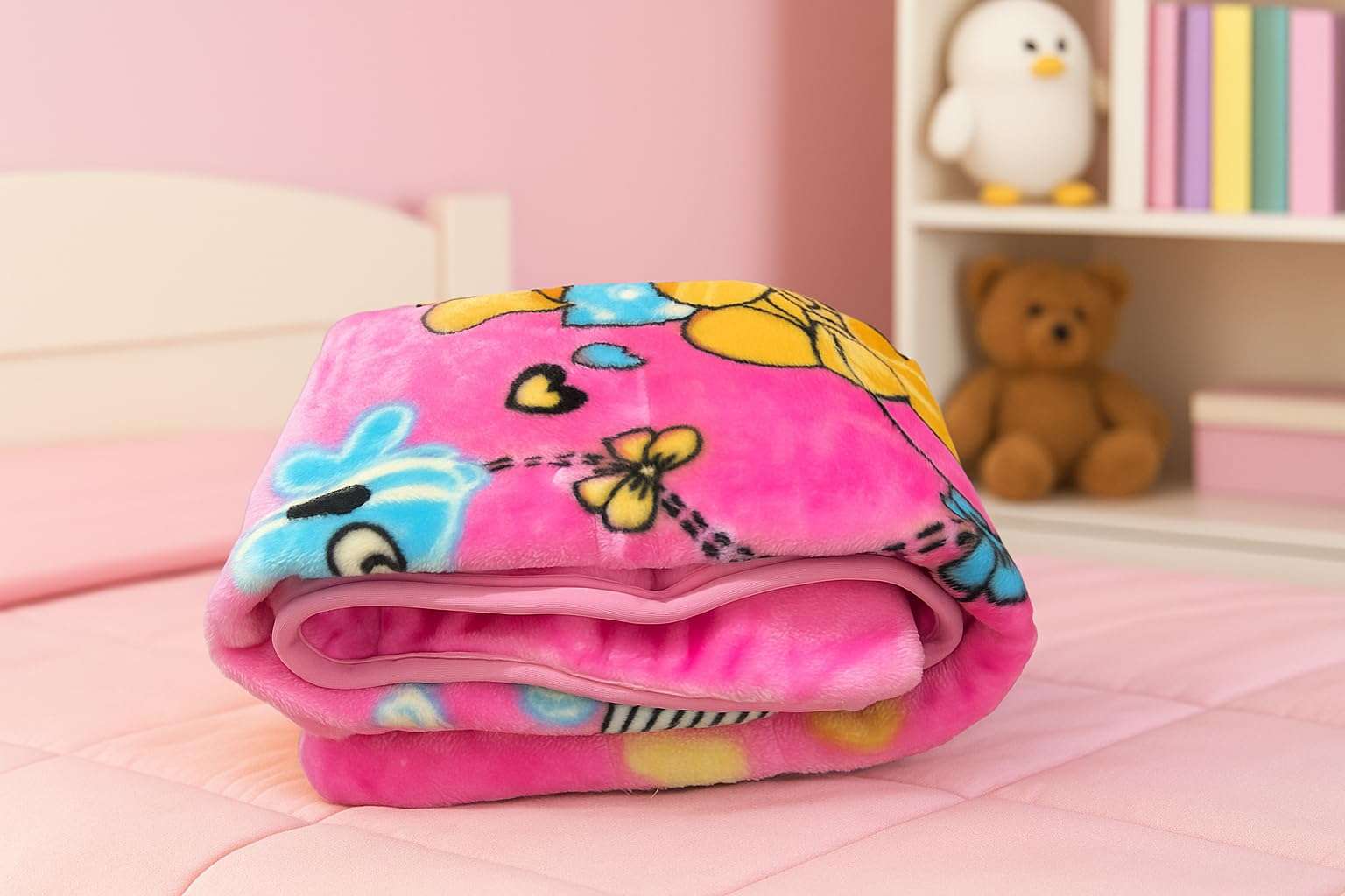 DIVYAM Soft Kids Blanket Light Pink 80x120 cm Set of 1 – Ultra Soft, Skin-Friendly, Lightweight & Warm Multi-Season Fleece Blanket for Crib, Stroller, Travel, or Naptime, Full Coverage Blanket 1