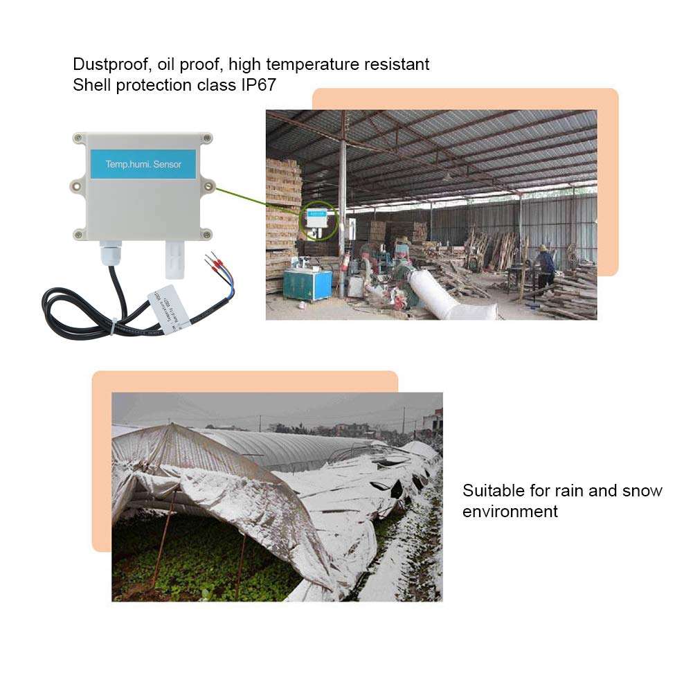 Temperature Humidity Sensor, PVC Probe with Large Venting Holes Temperature Humidity Transmitter, 4.3x3.3x1.7in Gardens for Flower Cultivation 5