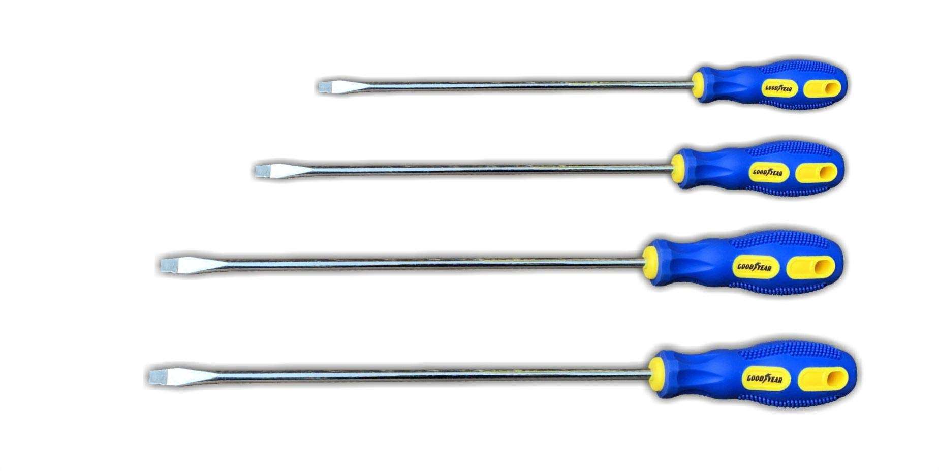 Goodyear Screwdriver, Screwdriver Set Slotted (150x8mm, 200x8mm, 250x8mm, 300x8mm), Universal Tools For Work, Professional Use, Long Lasting And Rust Free 1