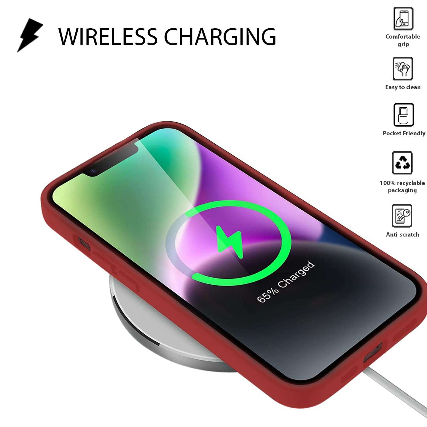 CG MOBILE Ferrari Phone Case Compatible with iPhone 15 Pro Max in Red All-0ver SF, Silicone Smooth, Anti-Scratch, Smooth Protective Case with Easy Snap-on, Shock Absorption & Signature Logo 6