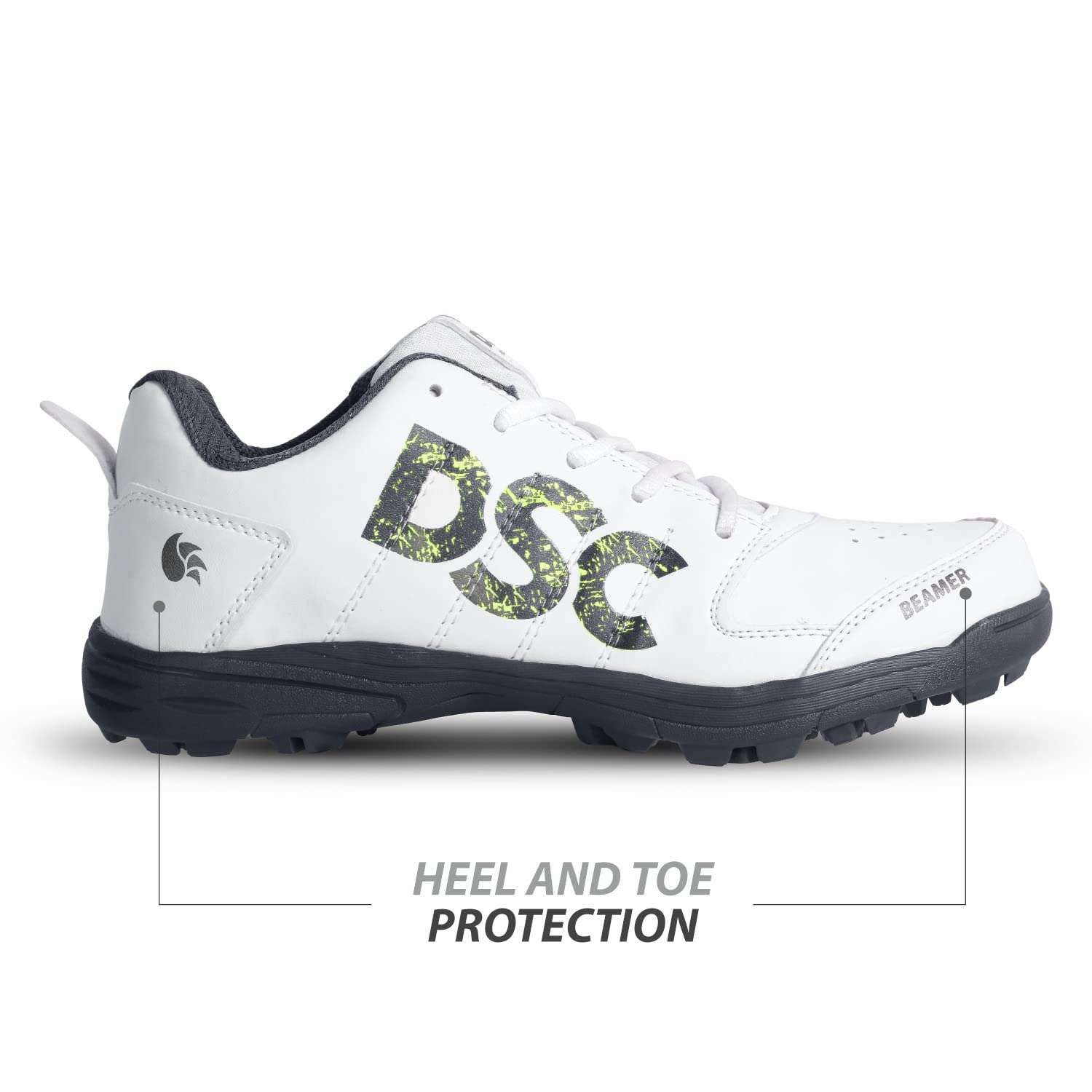 DSC Beamer Cricket Shoe for Men & Boys (Light Weight | Economical | Durable | Size UK: 11) Grey-White 3
