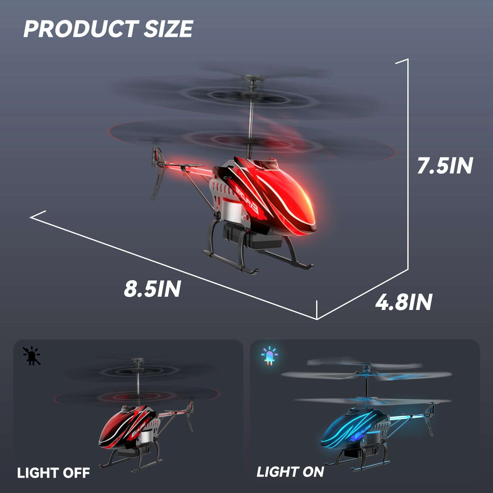 BUSSGO RC Helicopter, Remote Control Helicopter for Kids with 30Mins Flight(2 Batteries), 7+1 LED Light Modes, Altitude Hold, RC Toys for Boys Girls 6